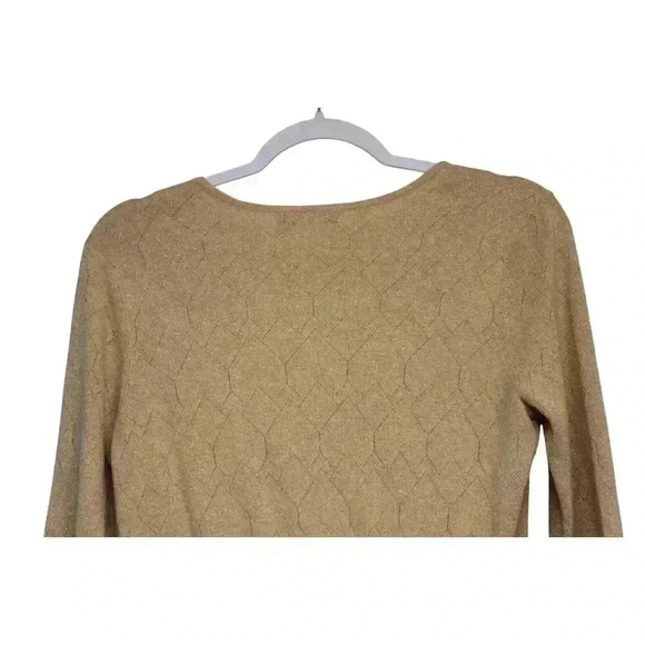 Nic Zoe Tunic Sweater Blouse Size Medium Gold Shimmery Holiday Knit Stretch - Picture 10 of 12